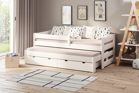 łóżko dla dziecka produkowane z litego drewna z dostawką